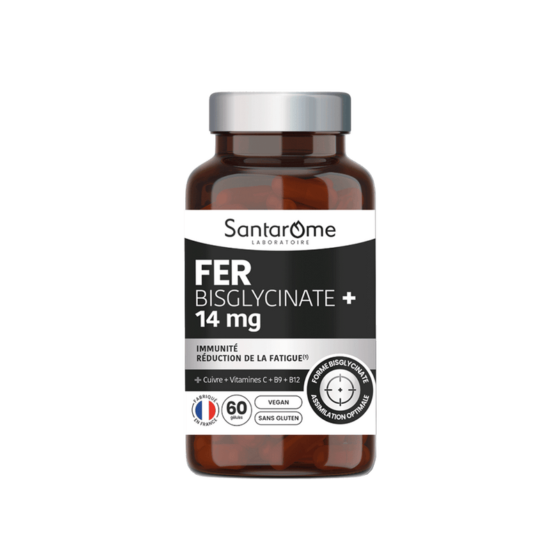 Fer Bisglycinate 14 mg + Cofacteurs (Vit. C, B9, B12) - 60 Gélules